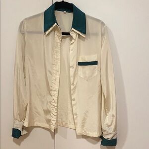 Cream and Green Satin Shirt